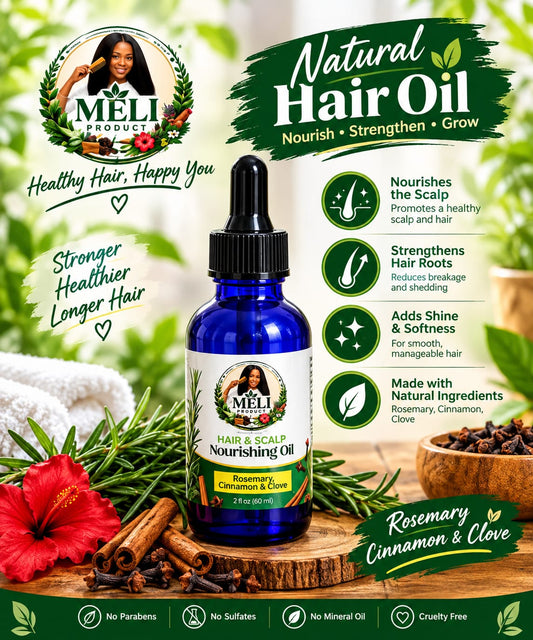 Meli Hair & Scalp Nourishing Oil – Rosemary, Cinnamon & Clove (2 fl oz)