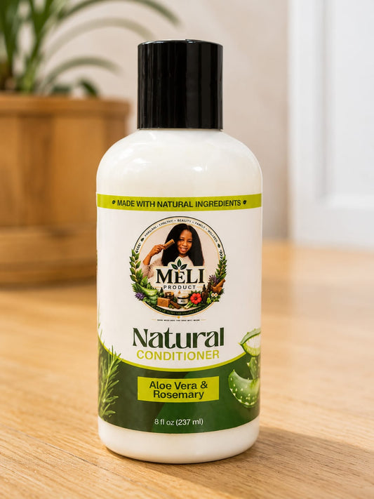 Meli Natural Conditioner 8fl oz bottle with aloe vera and rosemary