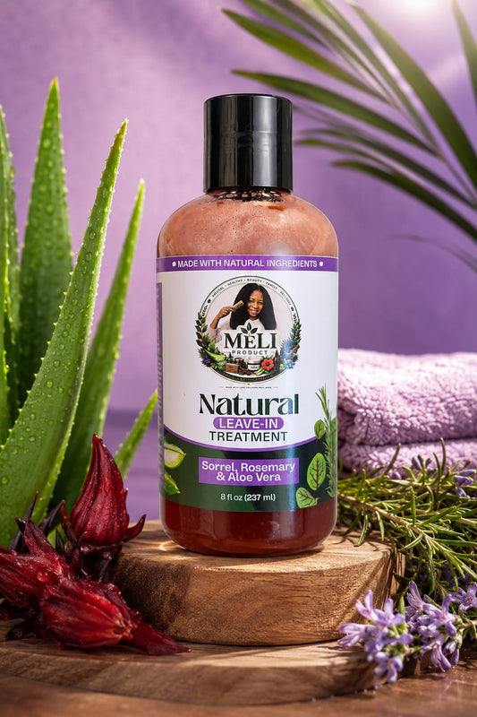 Meli Natural Leave-In Treatment 8fl oz bottle with sorrel rosemary and aloe vera