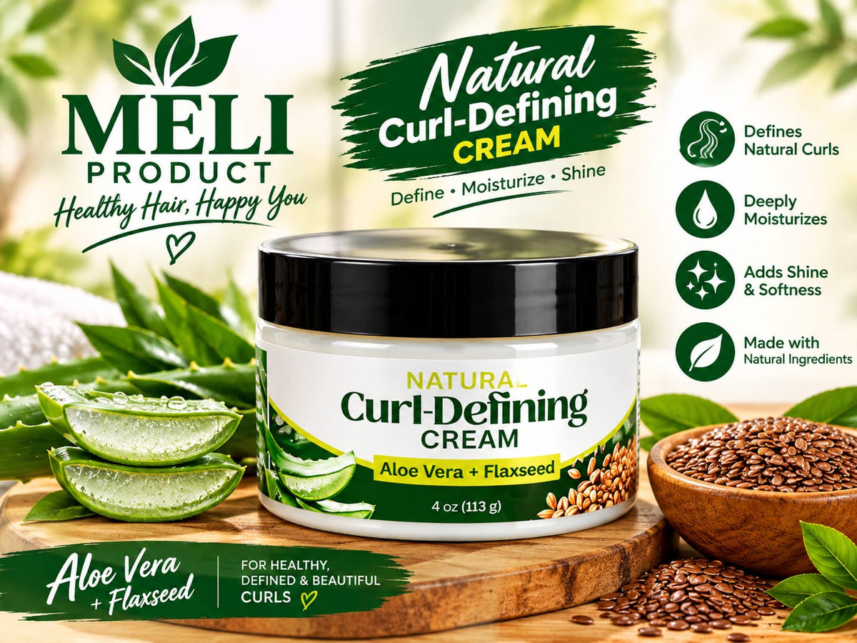 Meli Natural Curl-Defining Cream - Aloe Vera & Flaxseed 4oz