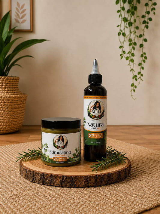 Meli Growth Duo Special – Stimulating Pomade & Natural Hair Oil (23 Herbs) 🌿 2 x $49.99